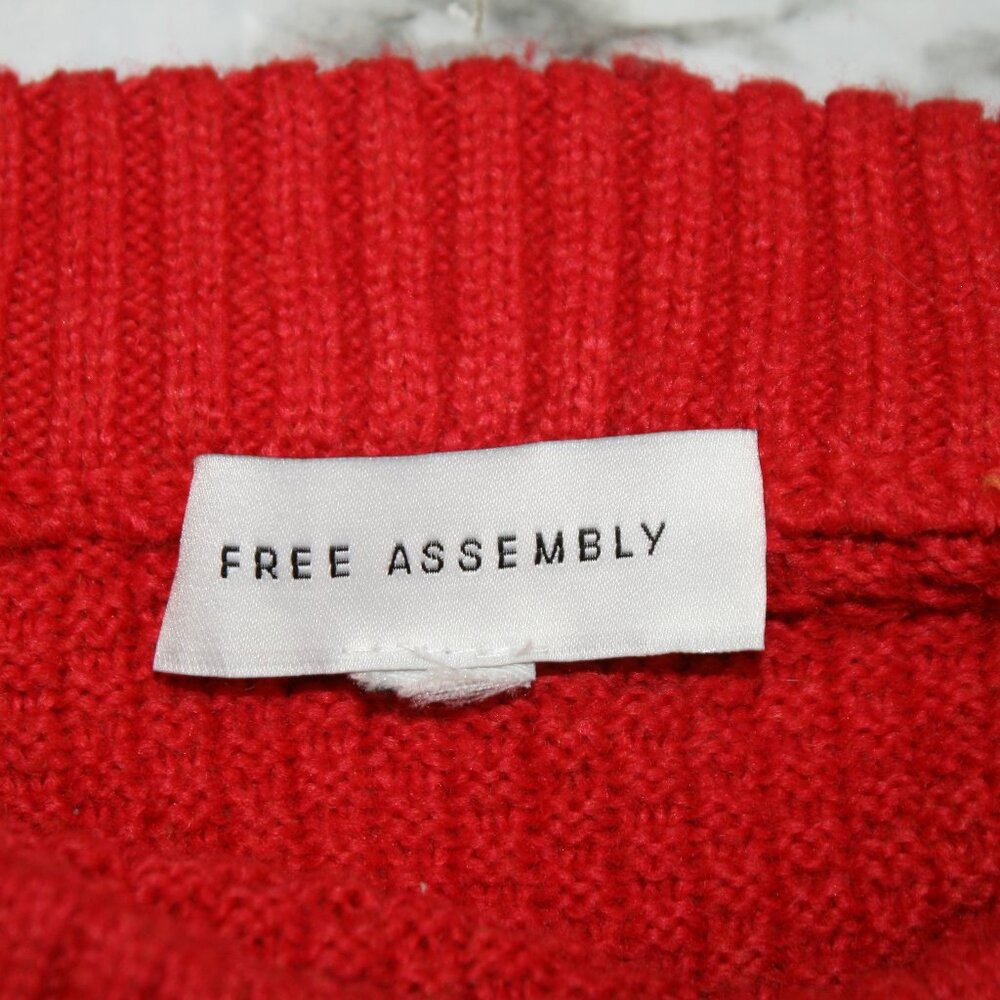 FREE ASSEMBLY Sweater Cable Knit Classic Crew Neck Winter Red Plus Size XXL - Picture 7 of 16